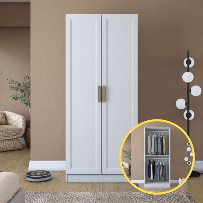 Hanah Home Armario Blanco con Estanterías Hanah Home Armario Blanco con Estanterías